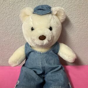 Vintage Gerber “ Precious Plush” teddy Bear in Overalls & Matching Hat